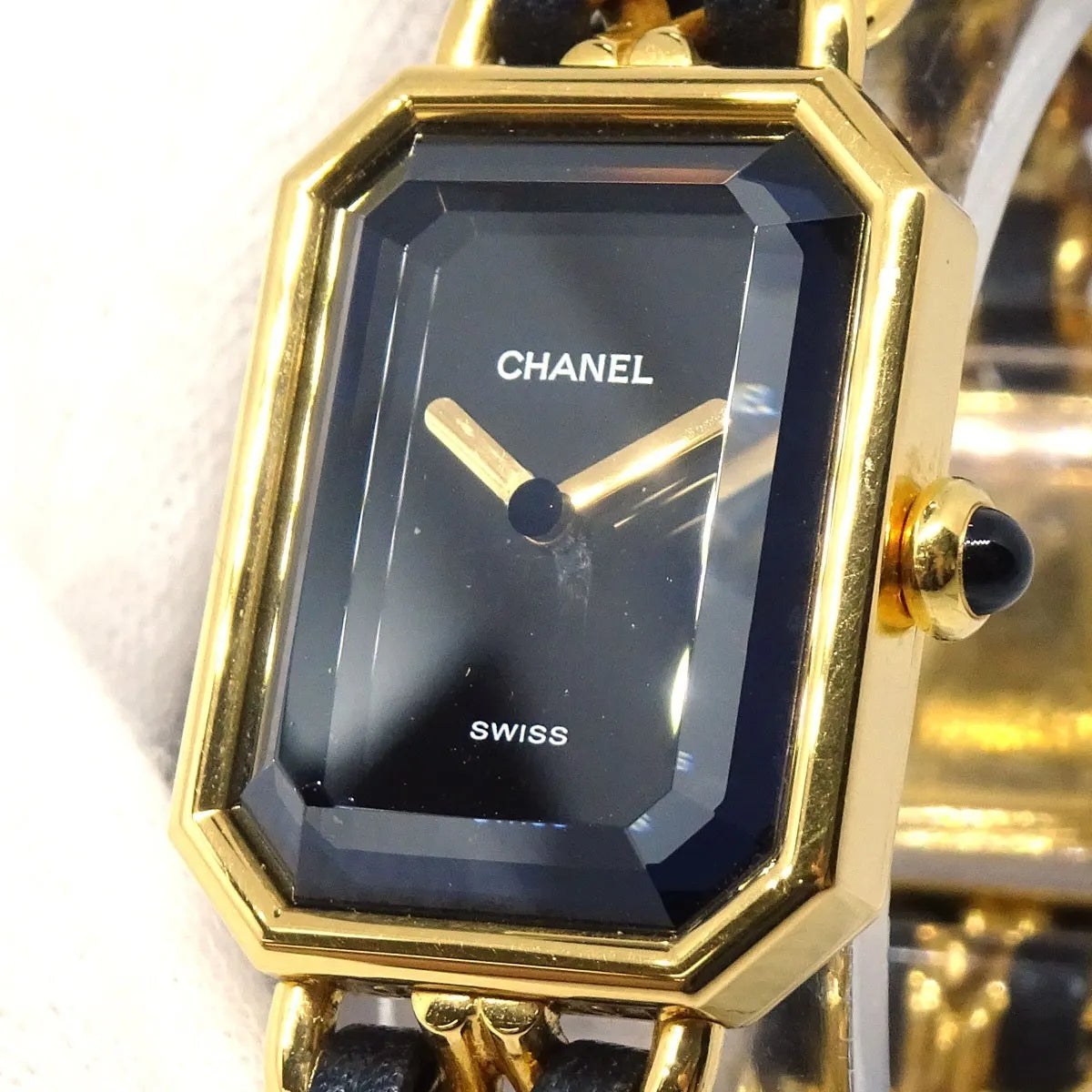 Chanel Premiere Rock Quartz Plated Metal And Leather Watch (Pre-Owned)