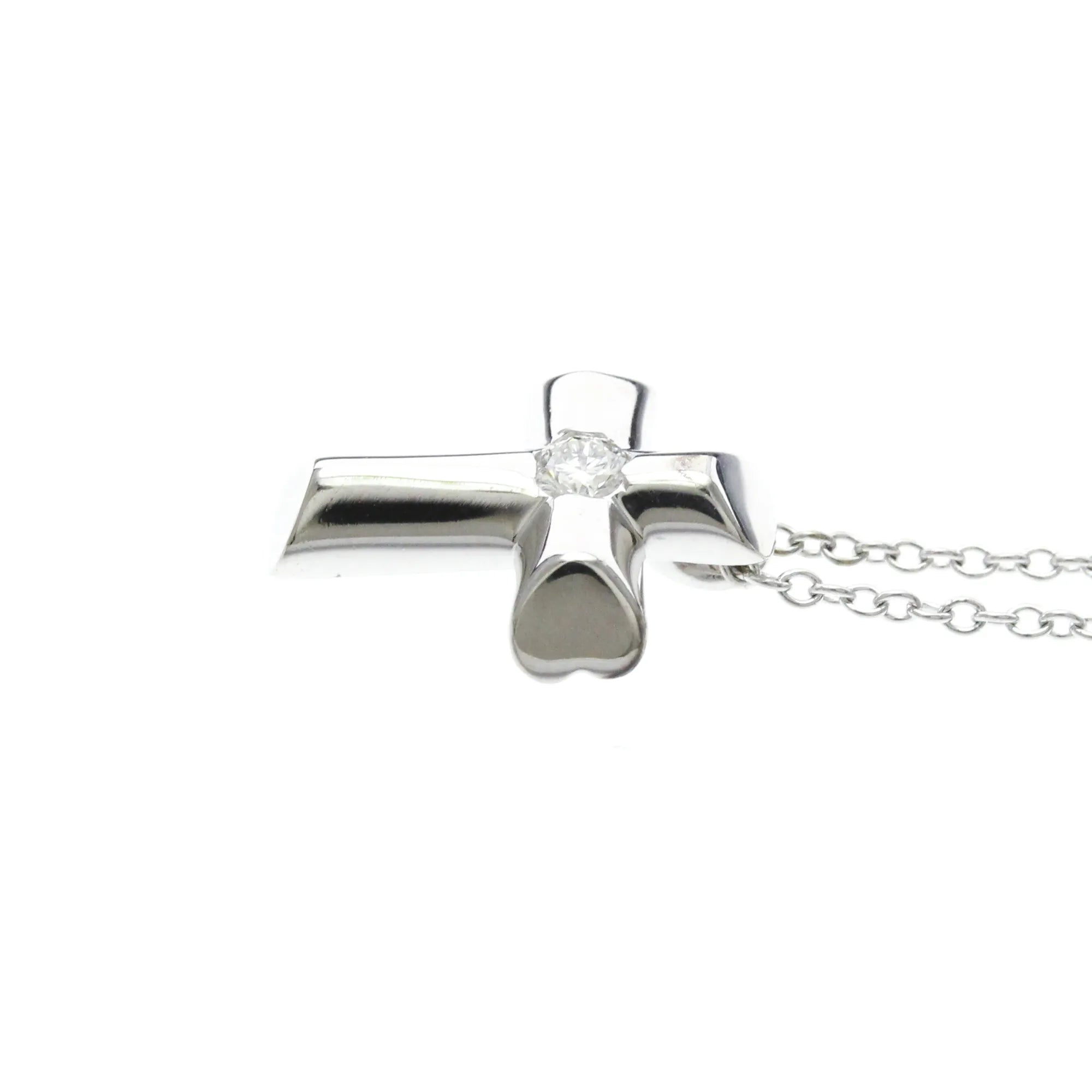 Tiffany & Co. Etoile Cross Pendant 18K White Gold With Diamonds Silver White_Gold Necklace Jewelry (Pre-Owned)