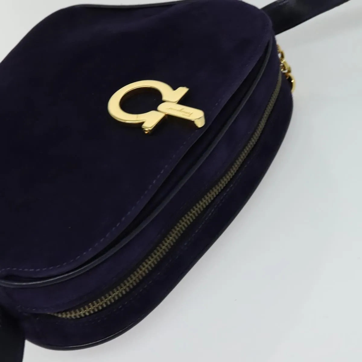 Salvatore Ferragamo Gancini Suede Purple Suede Shoulder Bag Bag (Pre-Owned)