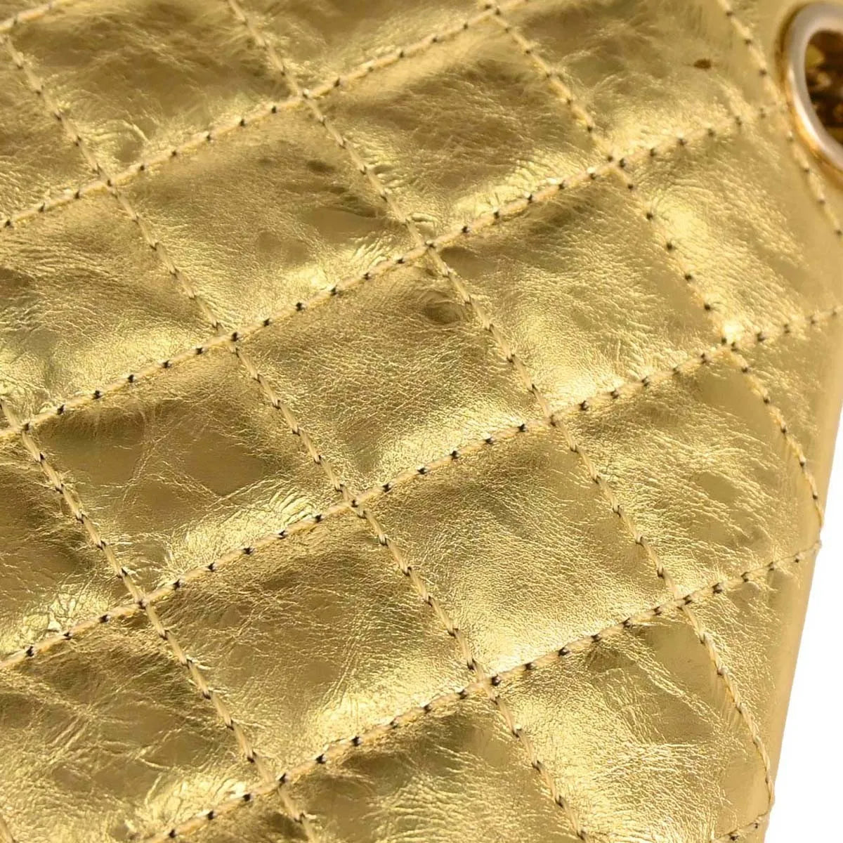 Chanel Reissue 2.55 Flap Metallic Leather Gold Calfskin Handbag (Pre-Owned)