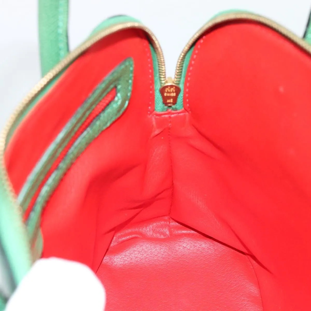 Celine Vintage Convertible Bowler Leather Green Leather Handbag (Pre-Owned)
