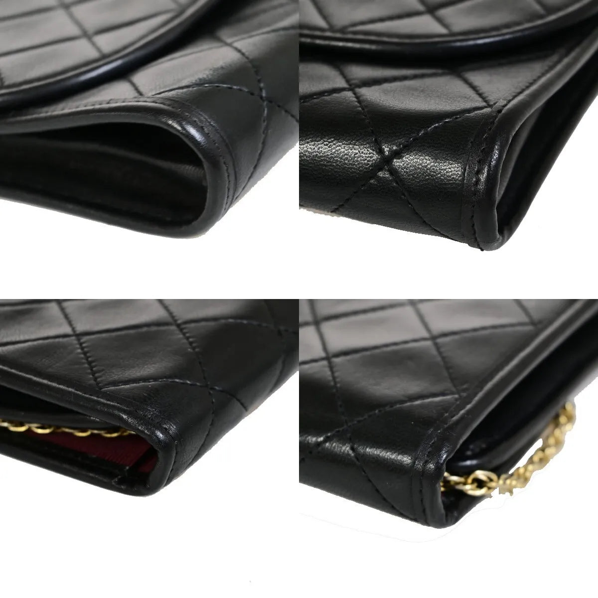 Chanel Vintage Round Flap Quilted Lambskin Black Leather Bag (Pre-Owned)