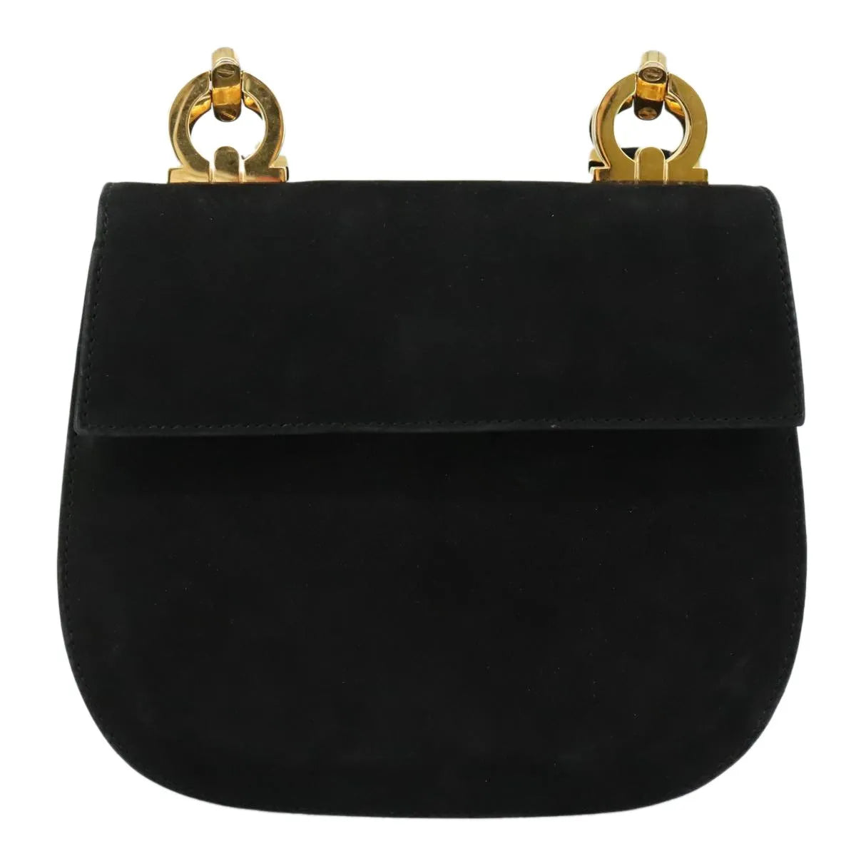 Salvatore Ferragamo Gancini Suede Black Suede Shoulder Bag Bag (Pre-Owned)