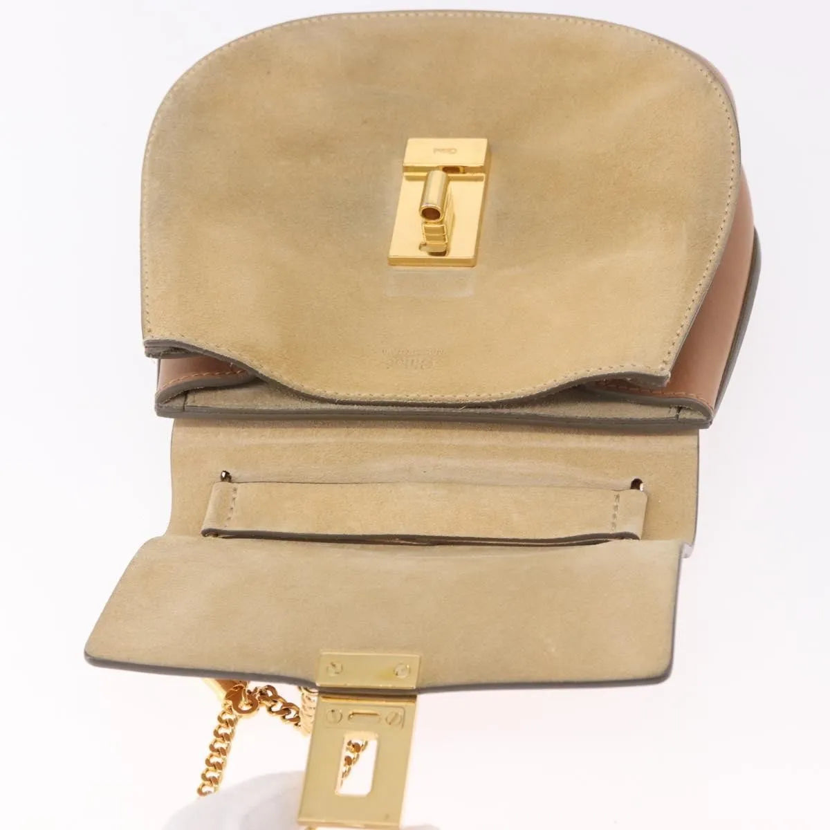 Chloe Drew Shoulder Leather Beige Suede Handbag (Pre-Owned)