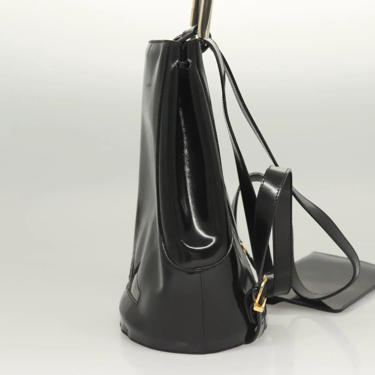 Salvatore Ferragamo Gancini Patent Leather Black Patent_Leather Backpack Bag (Pre-Owned)