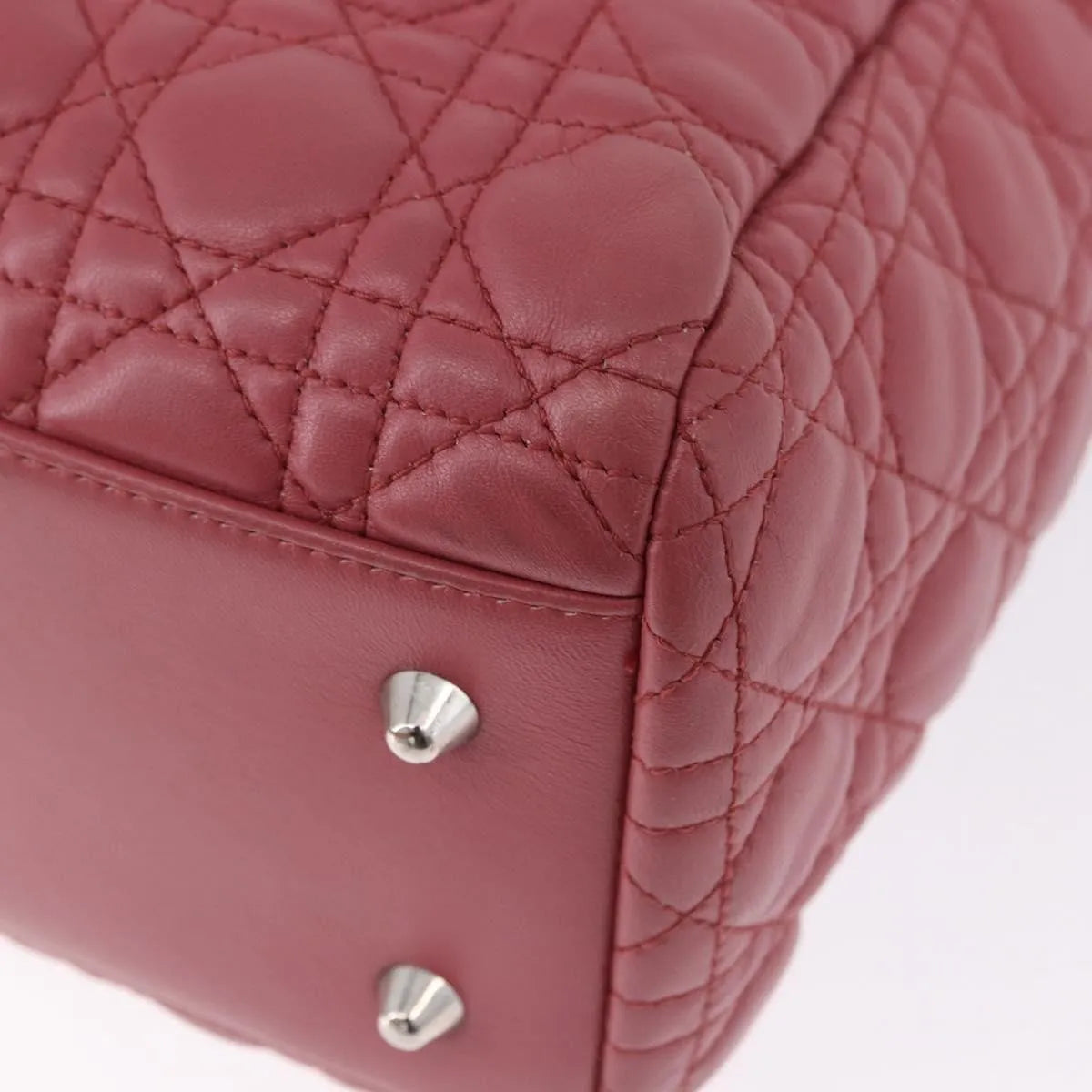 Christian Dior Soft Chain Tote Cannage Quilt Lambskin Pink Leather Handbag (Pre-Owned)