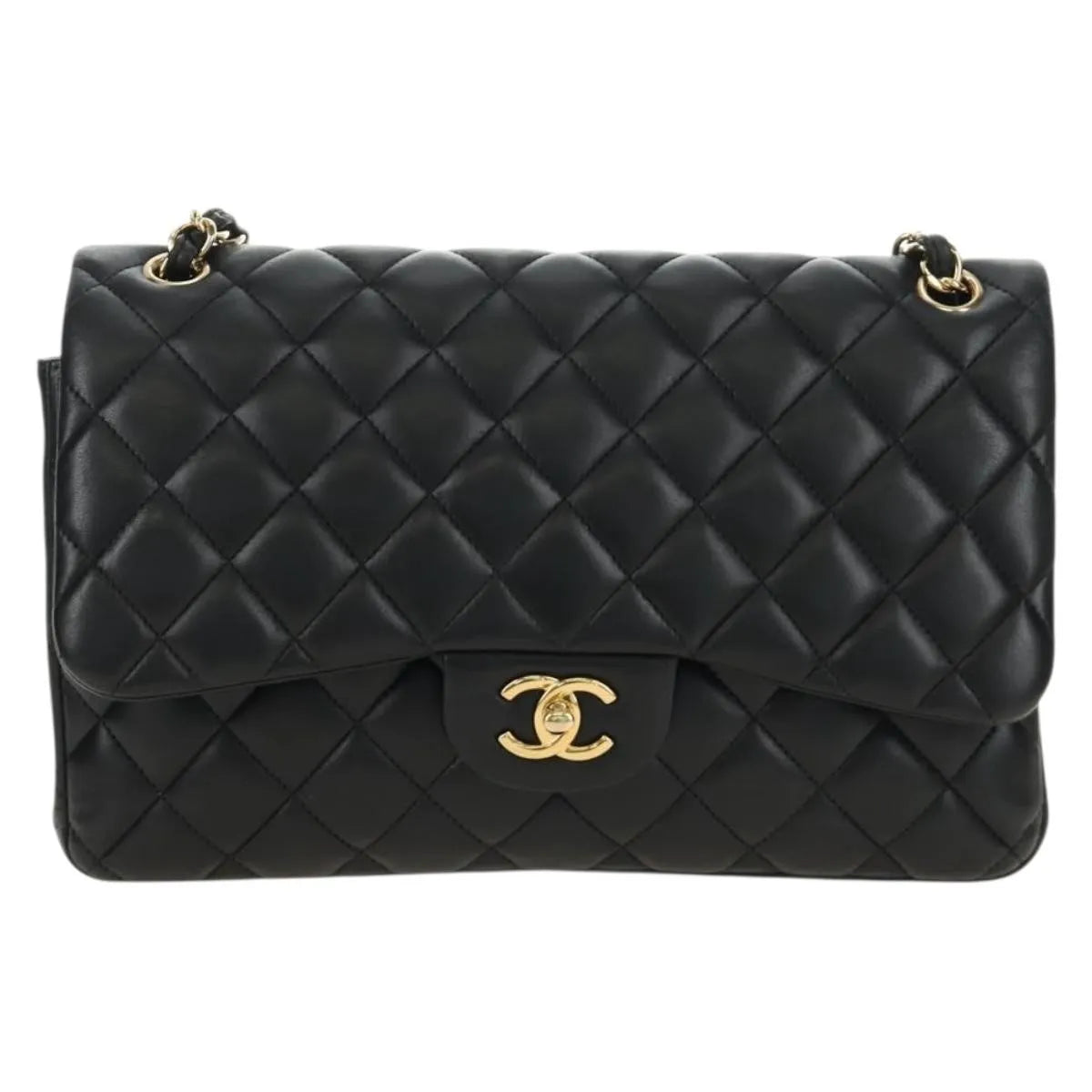 Chanel Timeless - Classic Double Flap Leather Black Leather Handbag (Pre-Owned)