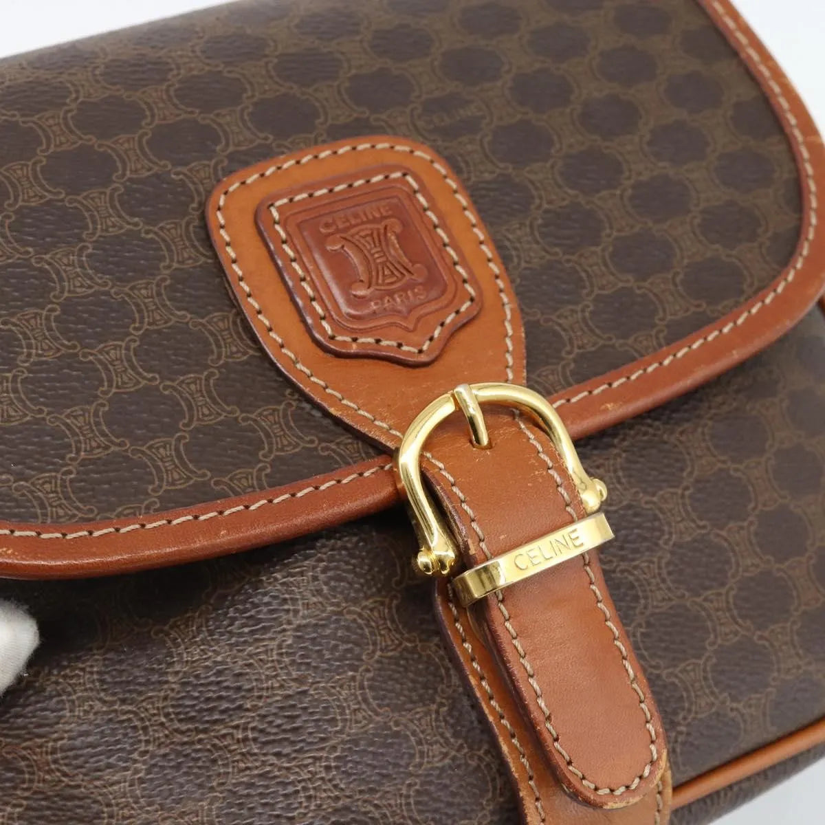 Celine Vintage Macadam Canvas Brown Canvas Shoulder Bag Bag (Pre-Owned)