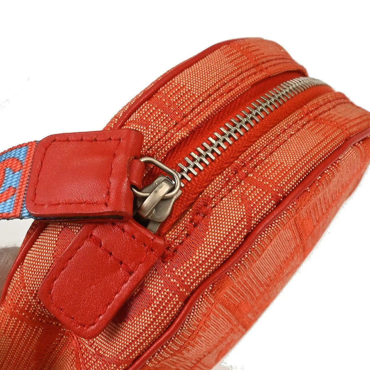 Chanel Travel Line Round Wristlet Nylon Orange Nylon Clutche & Pouche Bag (Pre-Owned)