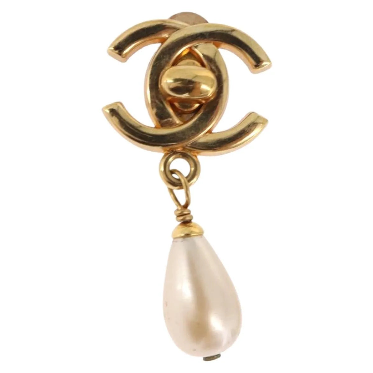 Chanel Cc Dangle Clip-On Metal Gold Metal Earrings Jewelry (Pre-Owned)