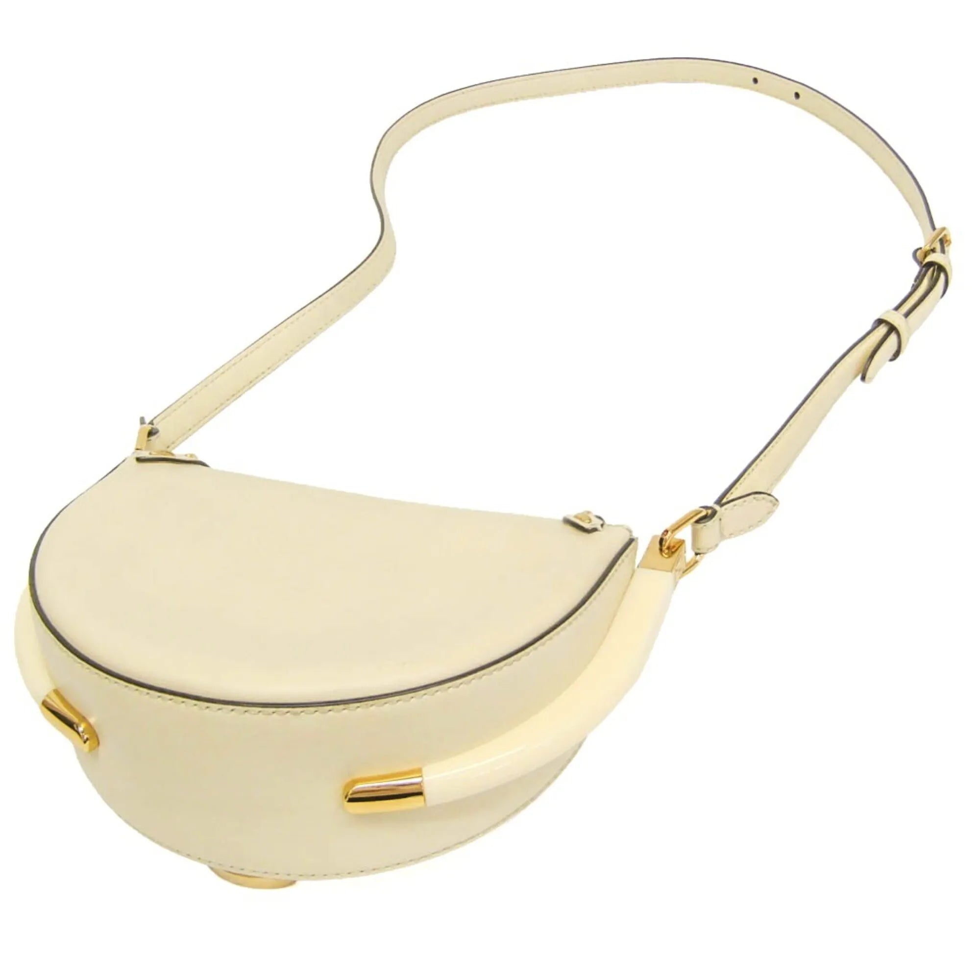 Fendi Moonlight Flap Leather With Plexiglass Detail White Leather Shoulder Bag Bag (Pre-Owned)