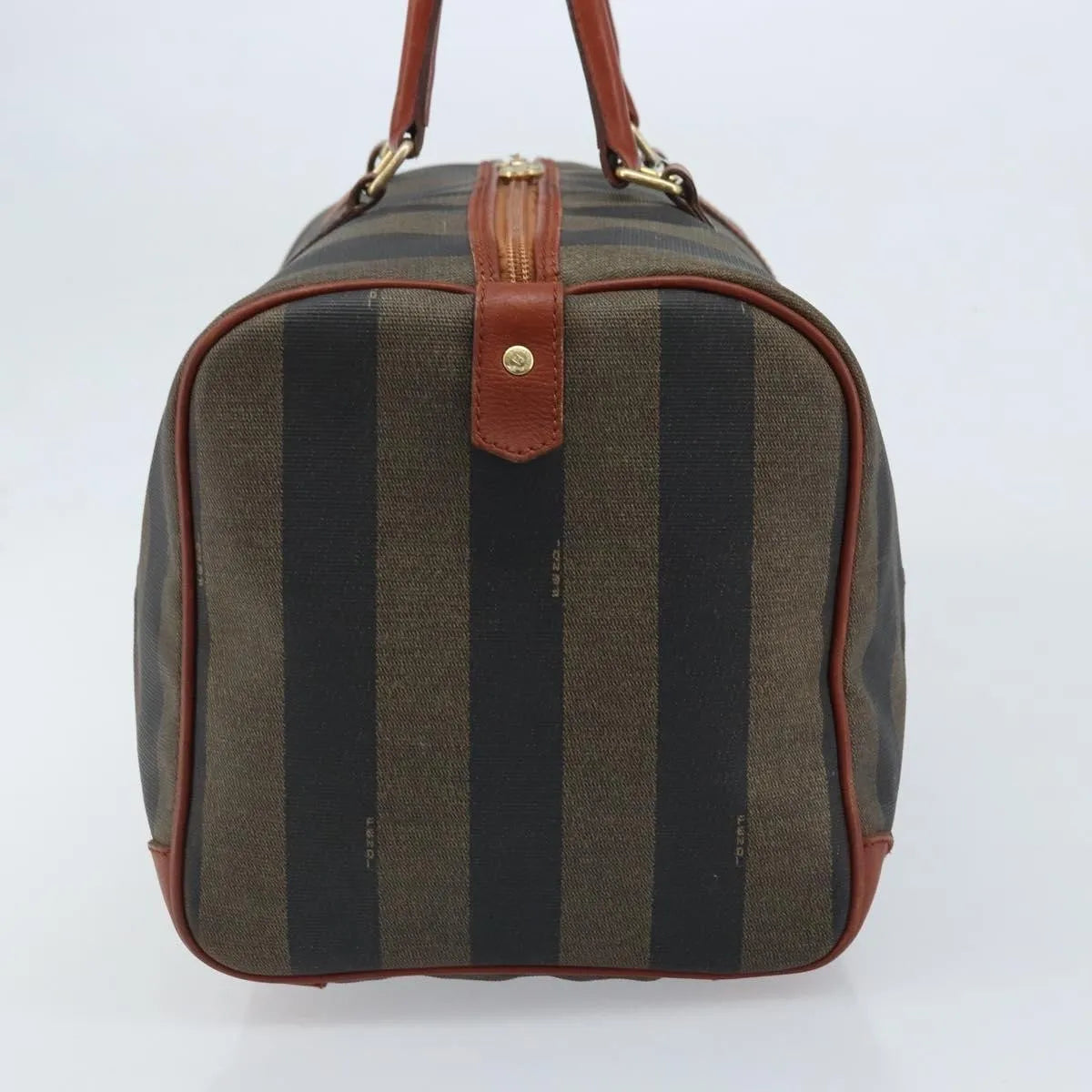 Fendi Vintage Pequin Boston Coated Canvas Brown Canvas Travel Bag Bag (Pre-Owned)