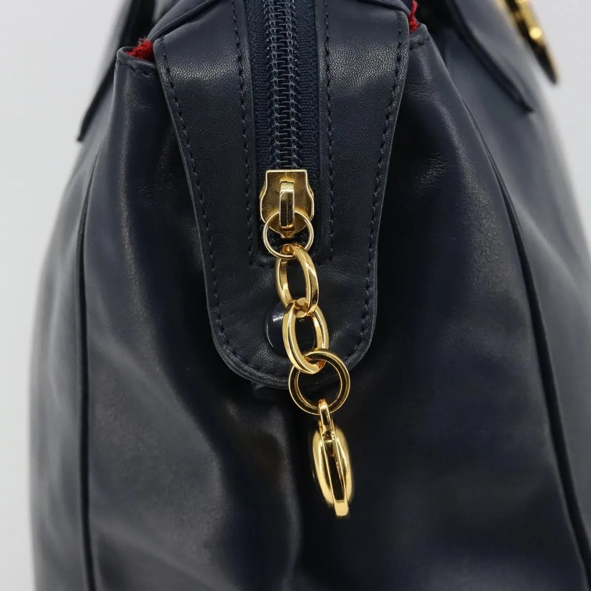 Christian Dior Vintage Leather Navy Leather Handbag (Pre-Owned)
