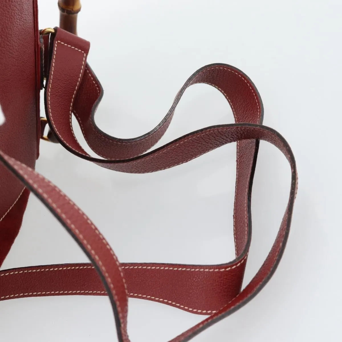 Gucci Vintage Bamboo Suede Red Suede Backpack Bag (Pre-Owned)