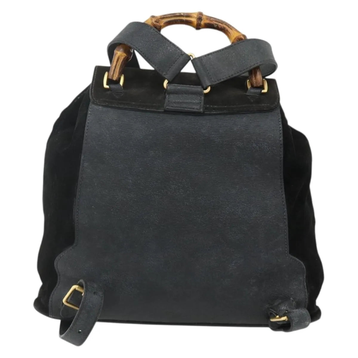 Gucci Vintage Bamboo Suede Black Suede Backpack Bag (Pre-Owned)