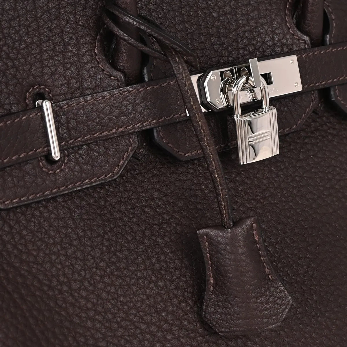 Hermes Hac Birkin Black Fjord With Palladium Hardware Brown Leather Handbag (Pre-Owned)