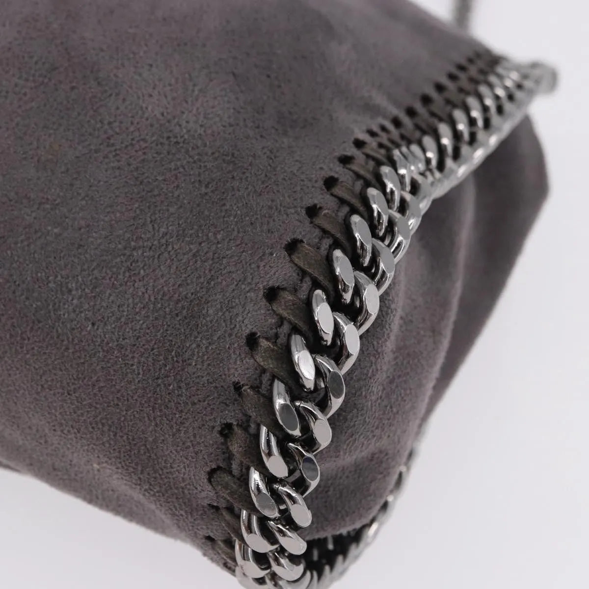 Stella Mccartney Falabella Fold Over Faux Leather Gray Polyester Shoulder Bag Bag (Pre-Owned)