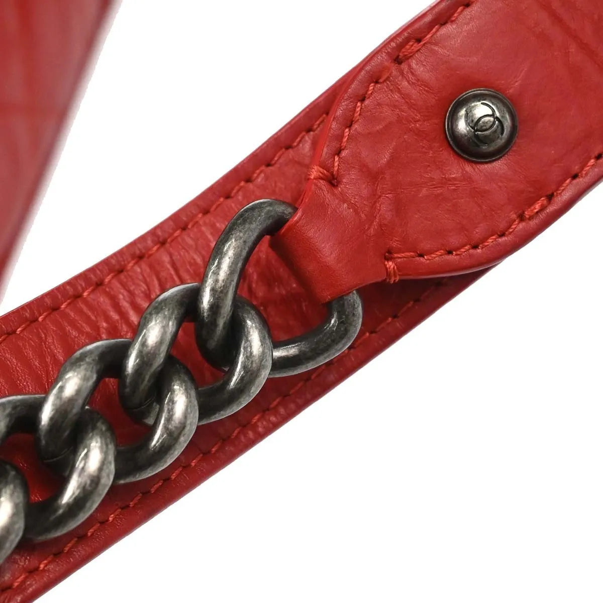 Chanel Casual Rock Airlines Flap Quilted Crumpled Calfskin Red Calfskin Shoulder Bag Bag (Pre-Owned)