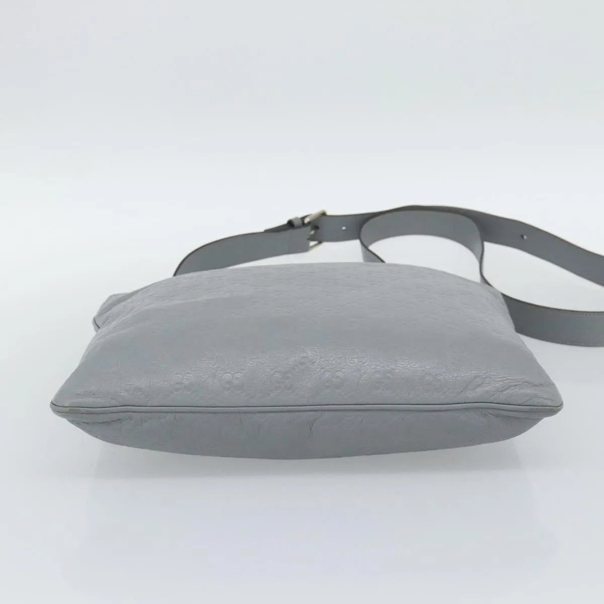 Gucci Zip Top Messenger Guccissima Leather Gray Canvas Shoulder Bag Bag (Pre-Owned)
