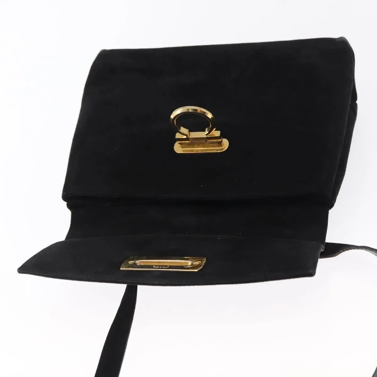 Salvatore Ferragamo Gancini Suede Black Suede Shoulder Bag Bag (Pre-Owned)