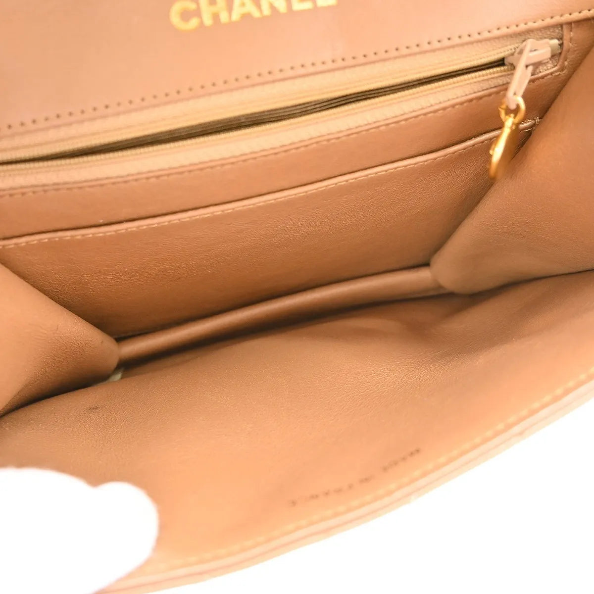Chanel Vintage Push Lock Flap Chevron Lambskin Brown Leather Shoulder Bag Bag (Pre-Owned)