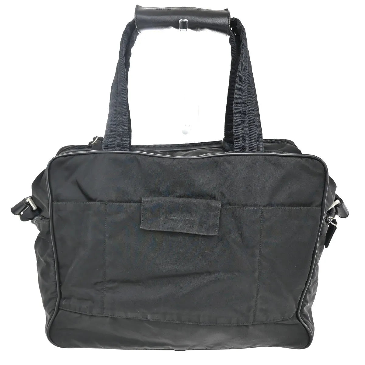 Prada Expandable Front Zip Boston Tessuto Black Nylon Travel Bag Bag (Pre-Owned)