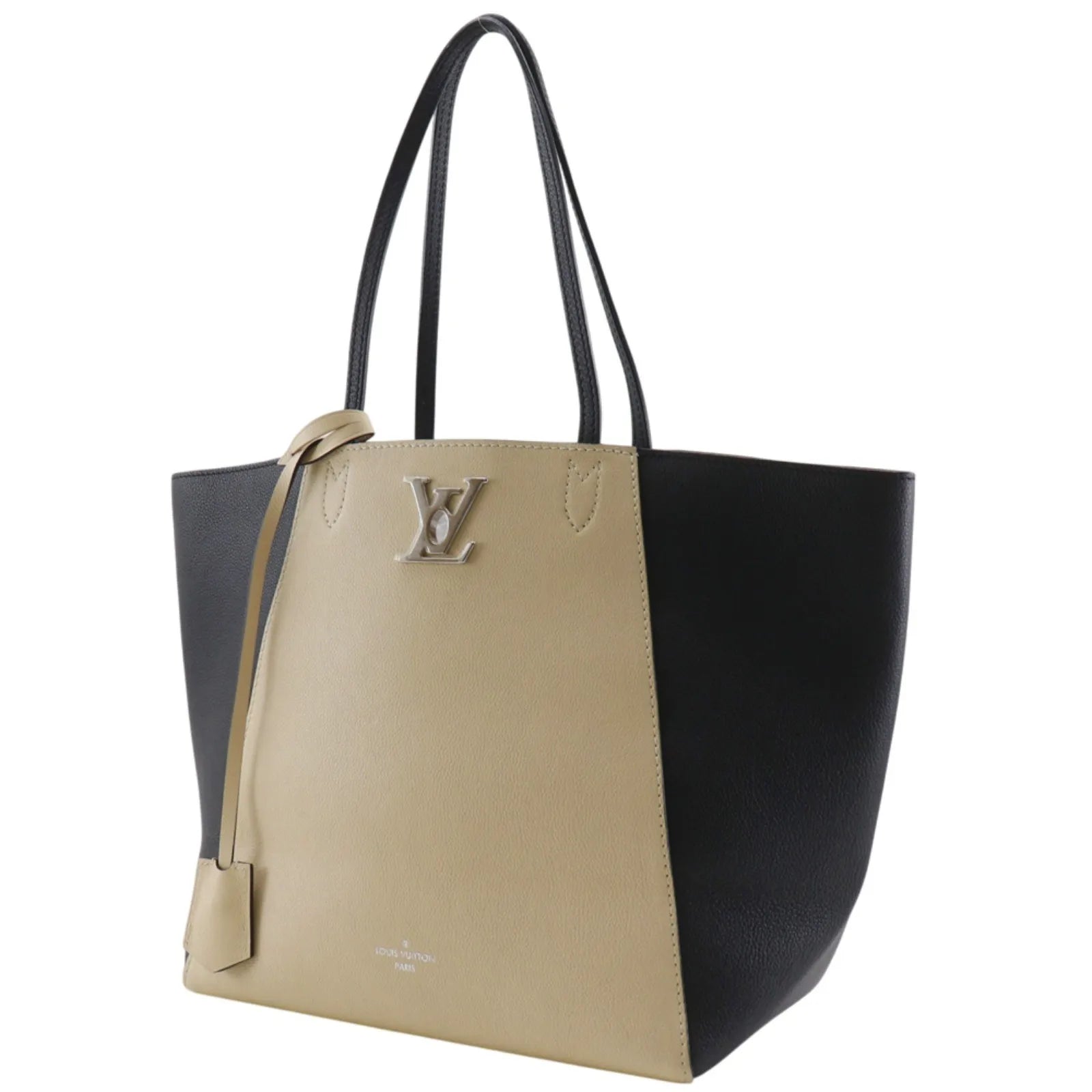 Louis Vuitton Lockme Cabas Leather Beige Leather Tote Bag Bag (Pre-Owned)