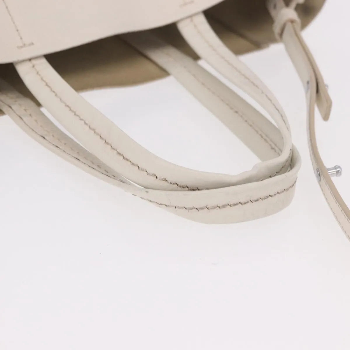 Celine Vertical Bi-Cabas Tote Leather White Leather Tote Bag Bag (Pre-Owned)