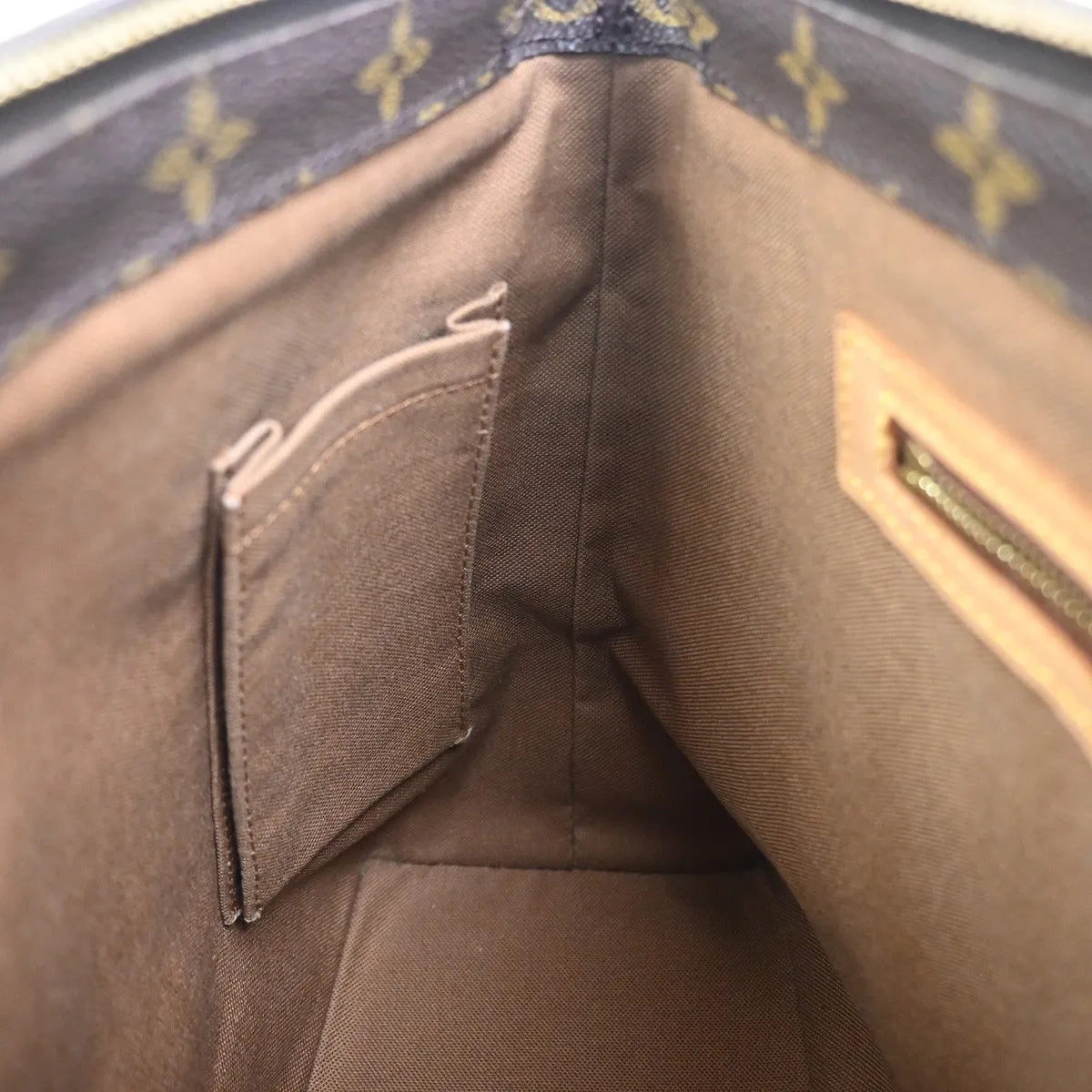 Louis Vuitton Cabas Mezzo Monogram Canvas Brown Leather Tote Bag Bag (Pre-Owned)