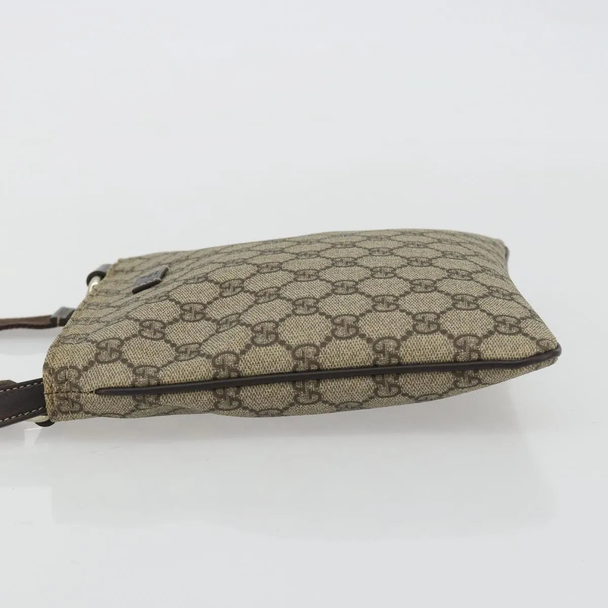 Gucci Zip Top Messenger Gg Canvas With Leather Beige Canvas Shoulder Bag Bag (Pre-Owned)