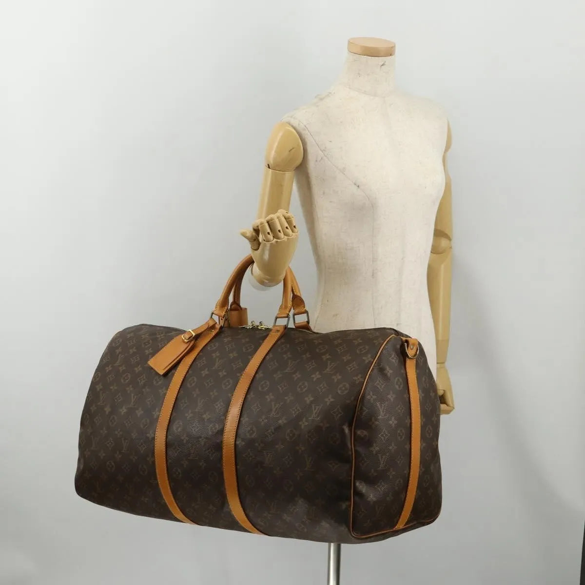 Louis Vuitton Keepall Bandoulière Monogram Brown Canvas Travel Bag Bag (Pre-Owned)