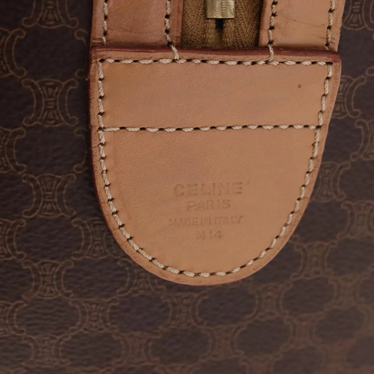 Celine Vintage Macadam Boston Canvas And Leather Brown Pvc Handbag (Pre-Owned)