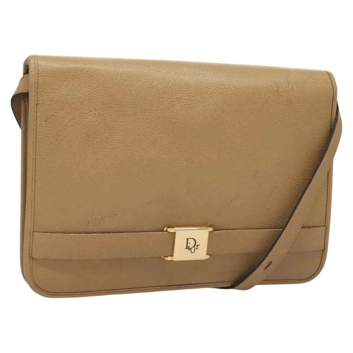 Christian Dior Vintage Leather Beige Leather Shoulder Bag Bag (Pre-Owned)