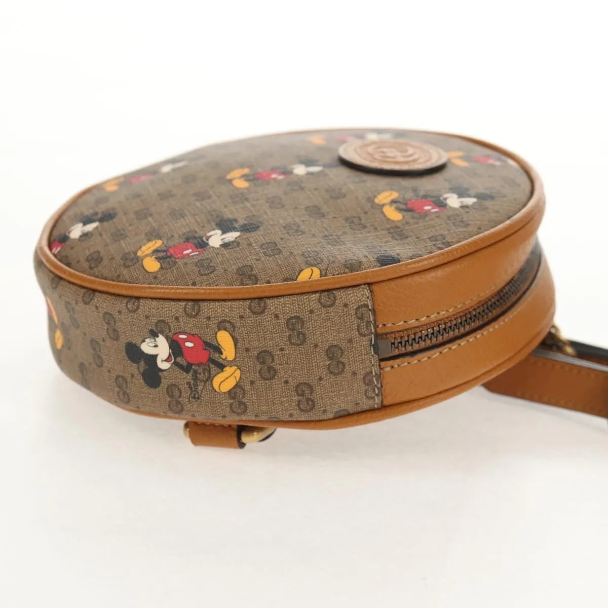Gucci Disney Mickey Mouse Round Backpack (Outlet) Printed Mini Gg Coated Canvas Beige Canvas Backpack Bag (Pre-Owned)