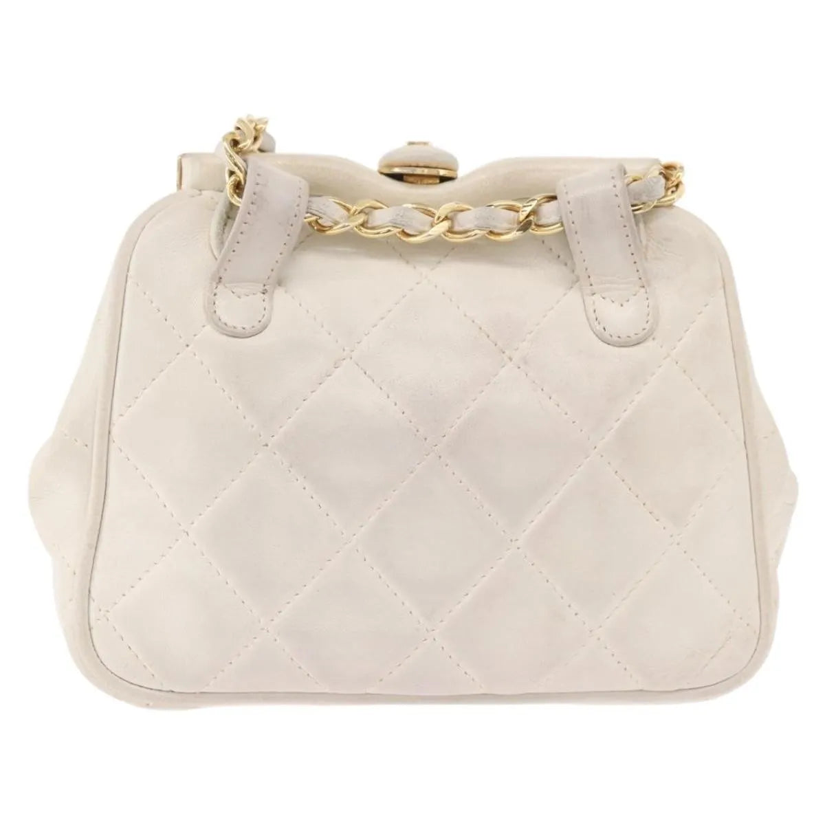 Chanel Vintage Diamond Cc Tassel Quilted Lambskin White Leather Shoulder Bag Bag (Pre-Owned)