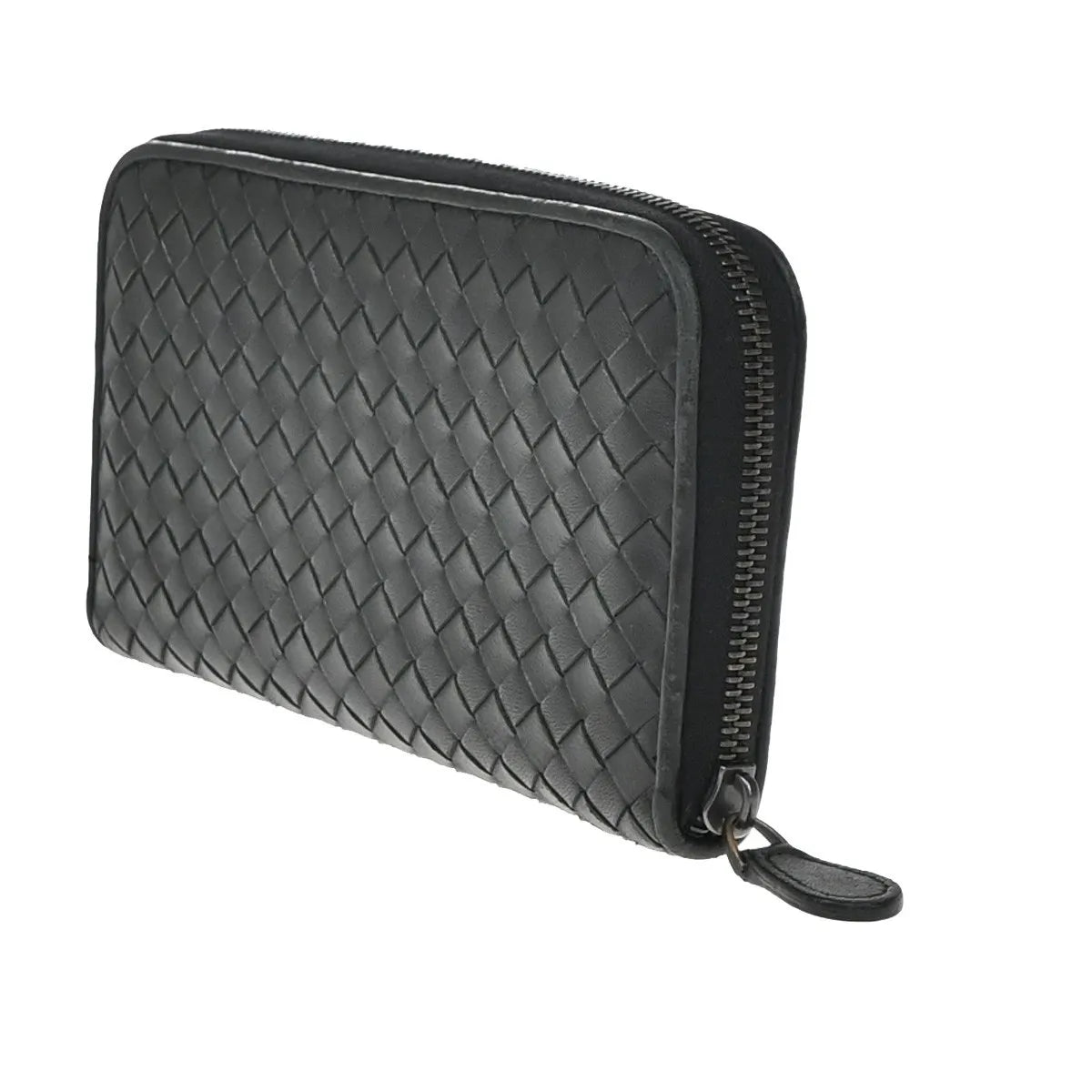 Bottega Veneta Intrecciato Long Zip Leather Black Leather Wallets Accessory (Pre-Owned)