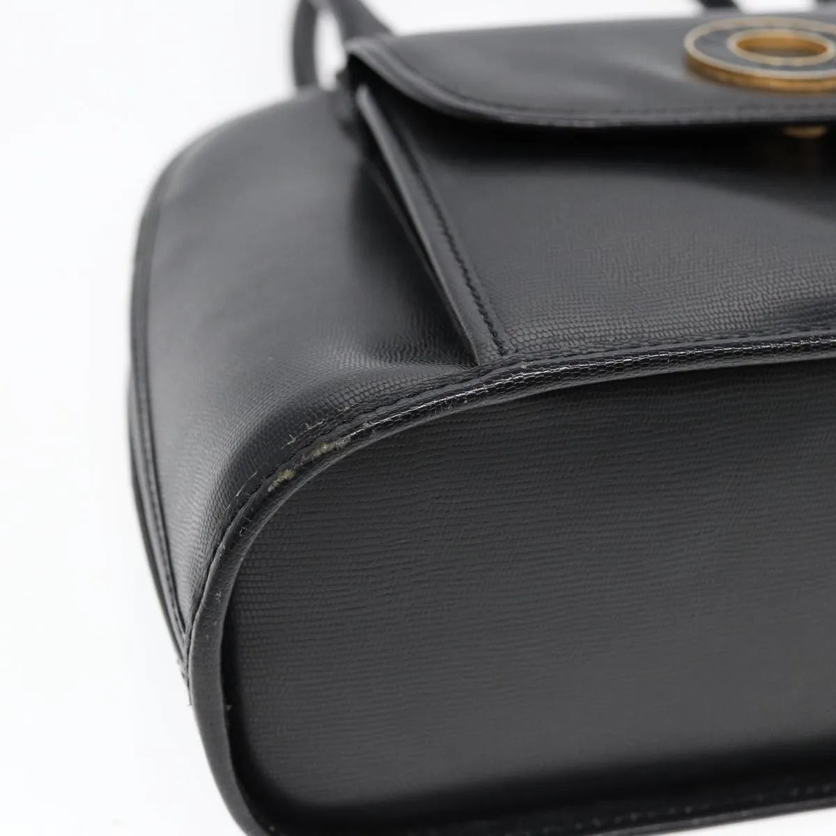 Celine Circle Logo Leather Black Leather Handbag (Pre-Owned)