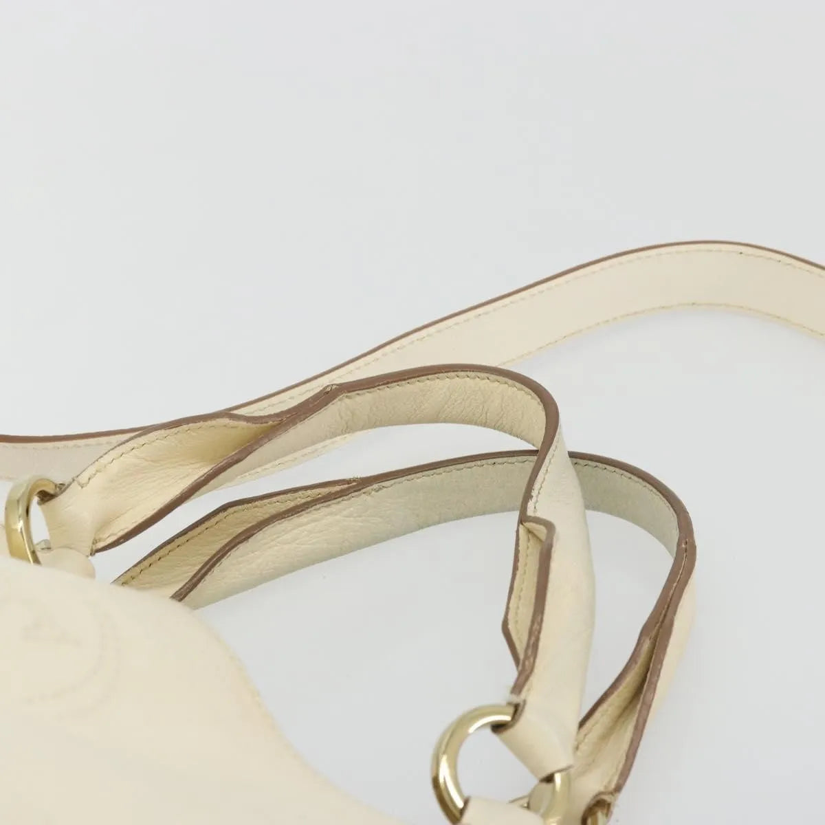 Cartier Marcello Leather White Leather Shoulder Bag Bag (Pre-Owned)