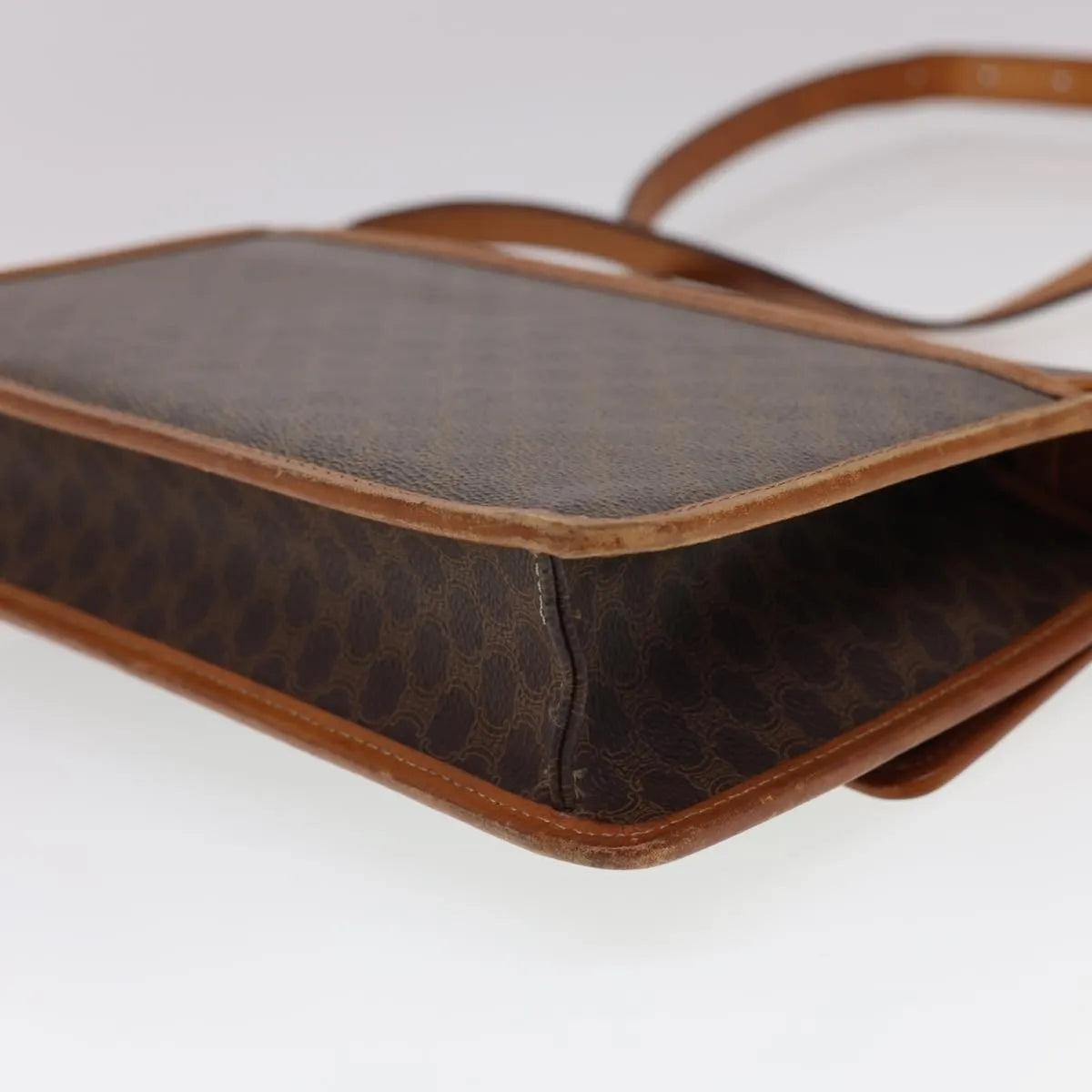 Celine Vintage Macadam Canvas And Leather Brown Canvas Shoulder Bag Bag (Pre-Owned)