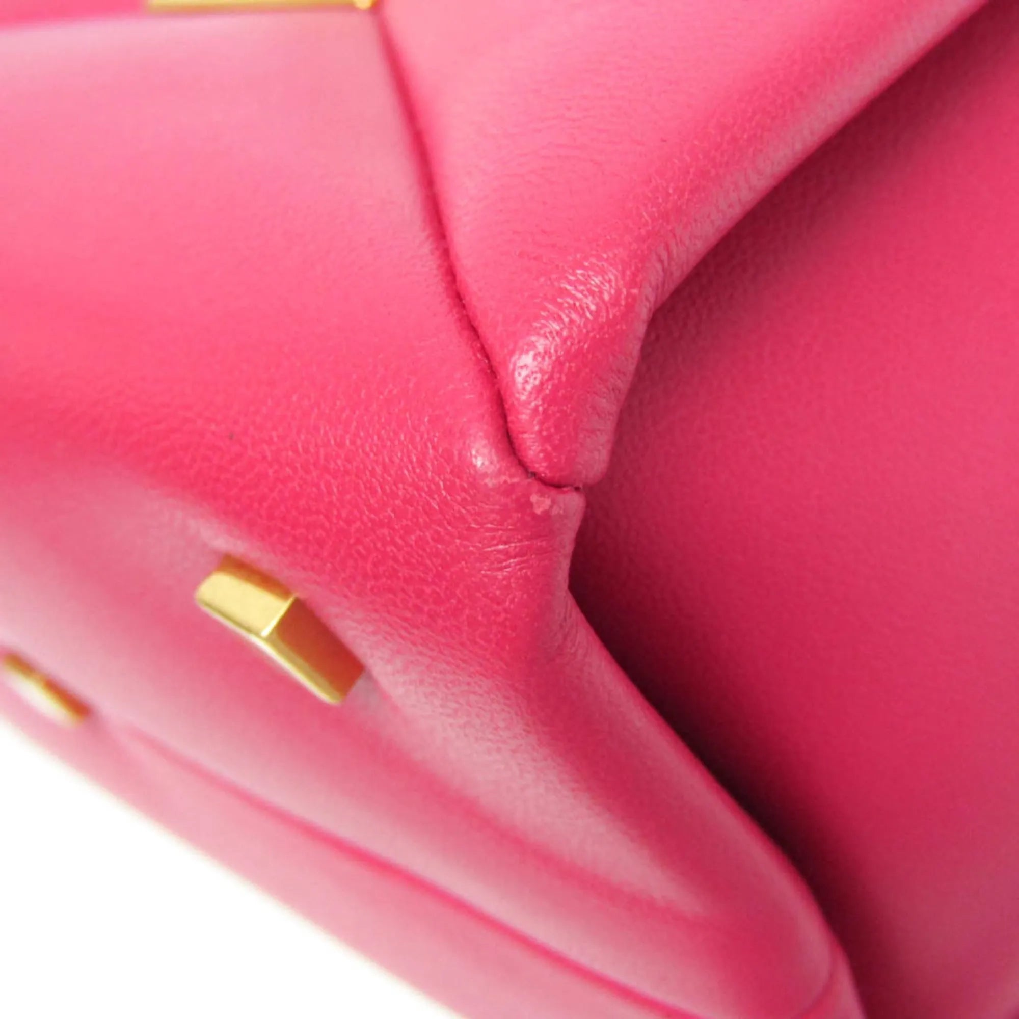 Valentino Garavani One Stud Top Handle Leather Pink Leather Handbag (Pre-Owned)