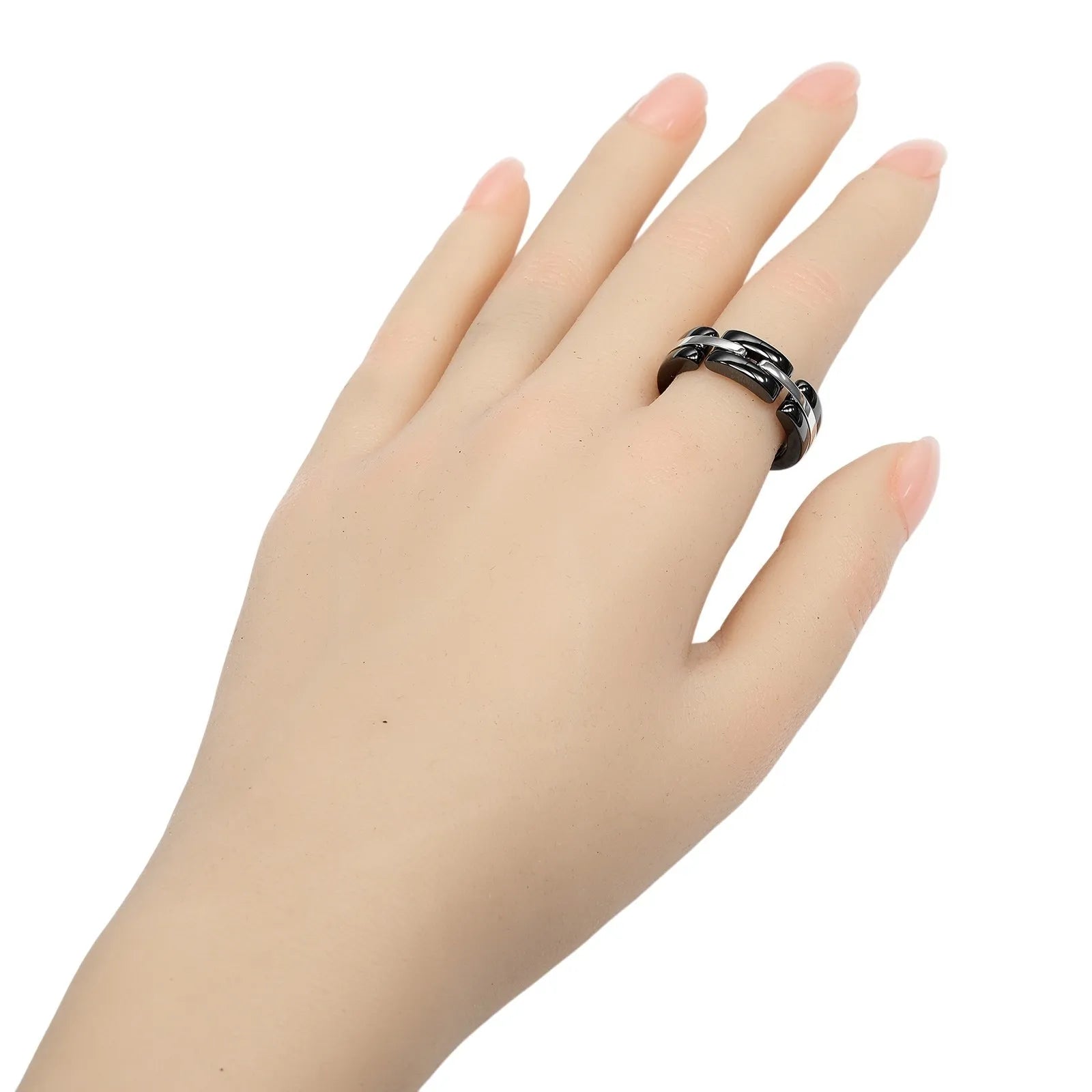 Chanel Ultra 18K White Gold And Ceramic Silver White_Gold Ring Jewelry (Pre-Owned)