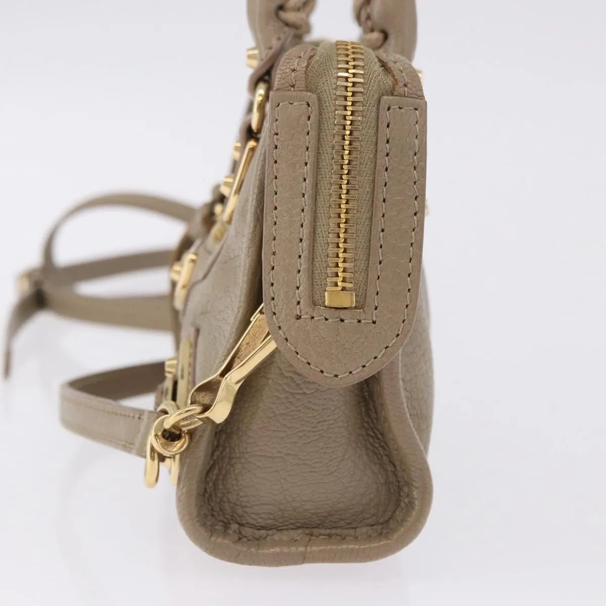 Balenciaga City Classic Studs Leather Beige Leather Handbag (Pre-Owned)
