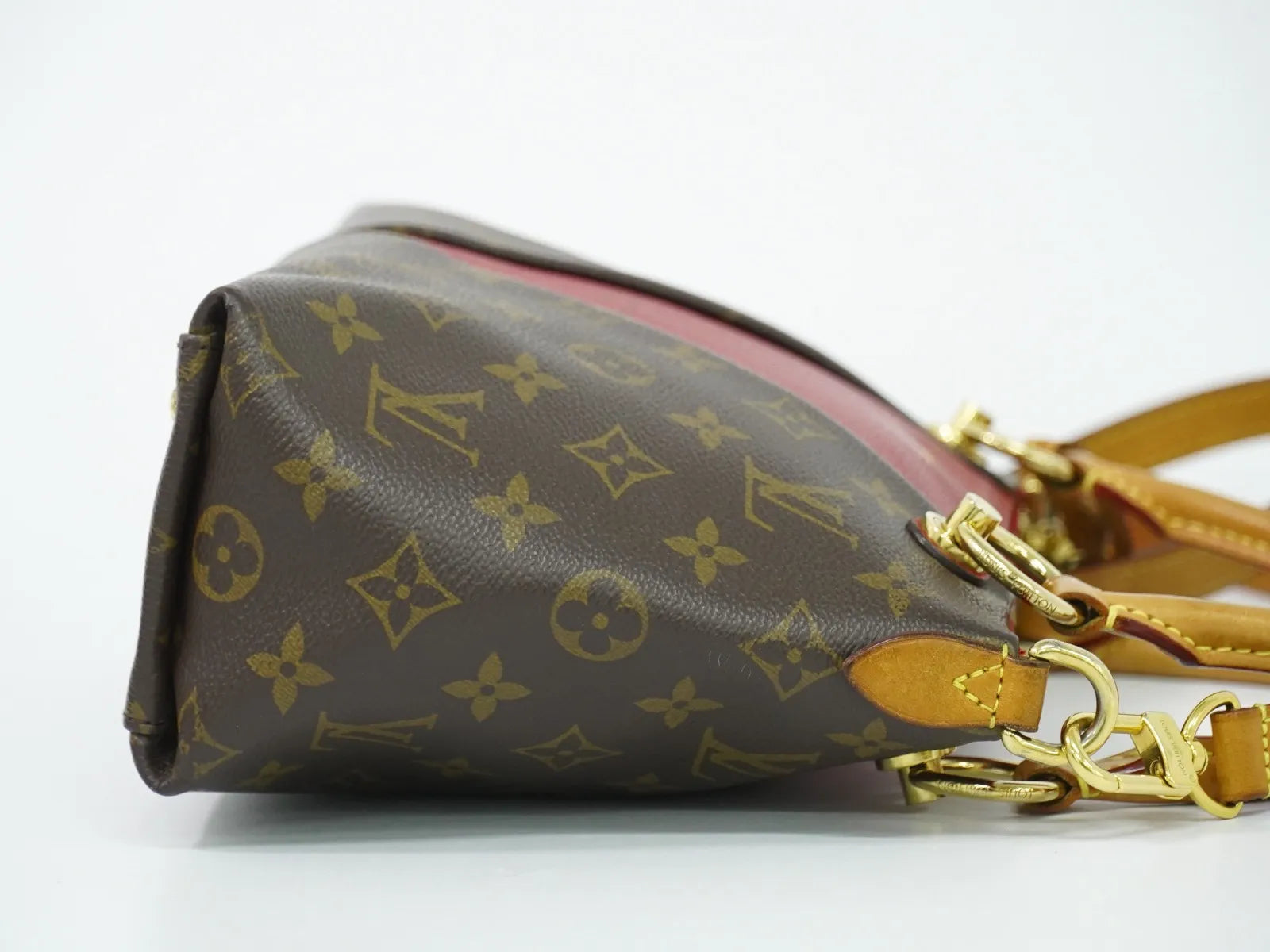 Louis Vuitton V Tote Monogram Canvas And Leather Brown Canvas Handbag (Pre-Owned)