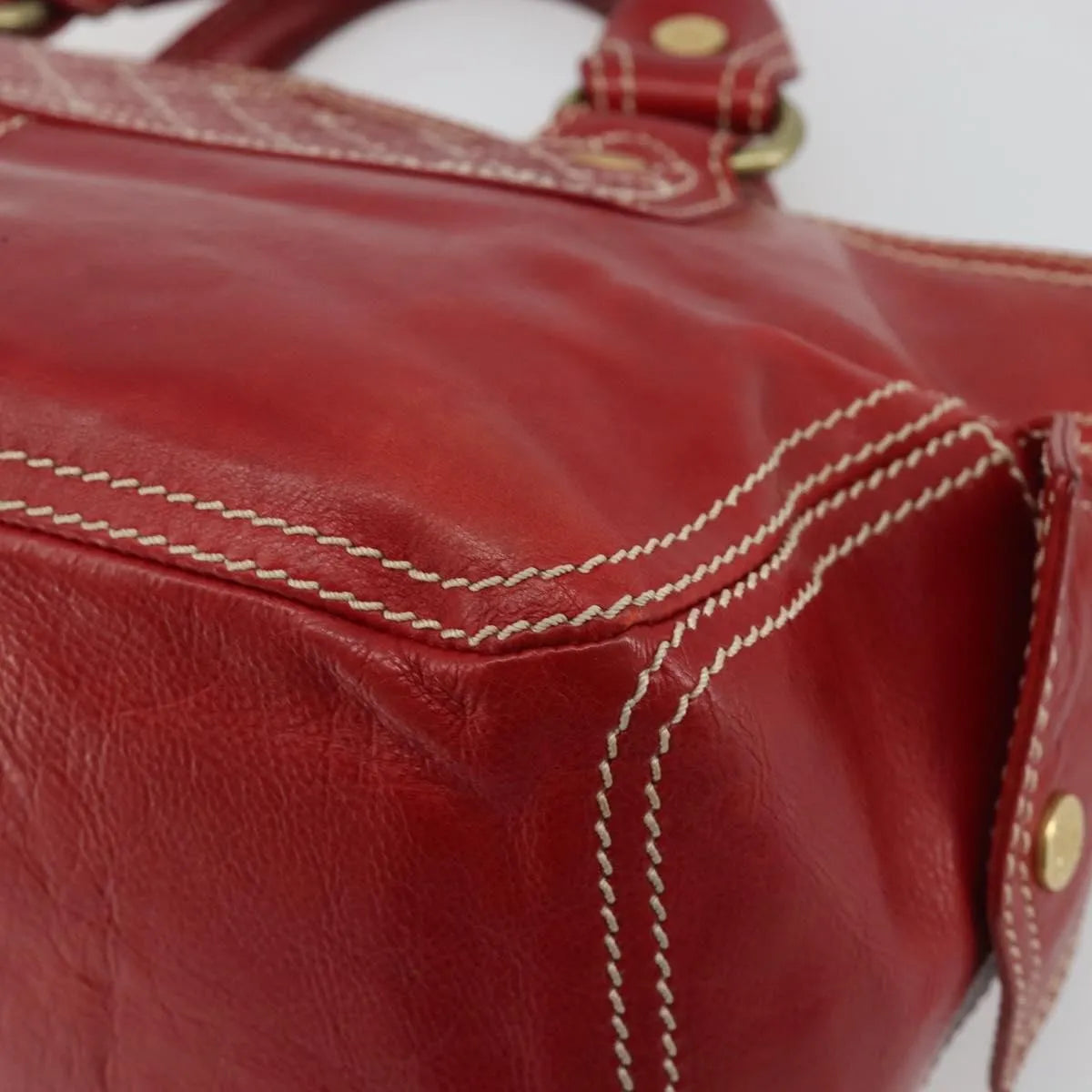 Celine Boogie Satchel Leather Red Leather Handbag (Pre-Owned)
