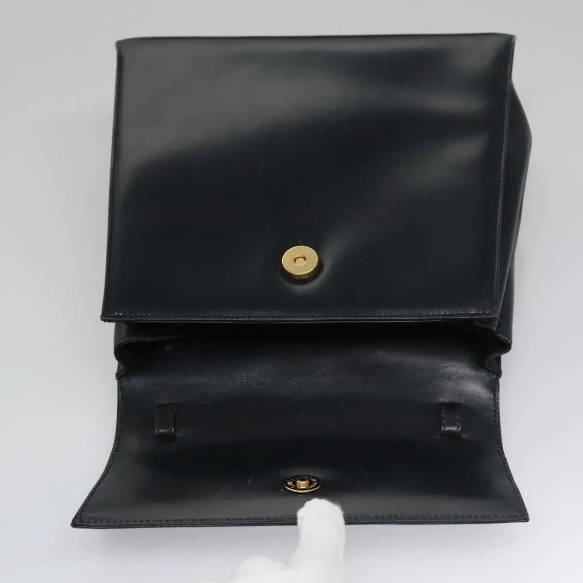 Salvatore Ferragamo Gancini Flap Leather Black Leather Shoulder Bag Bag (Pre-Owned)