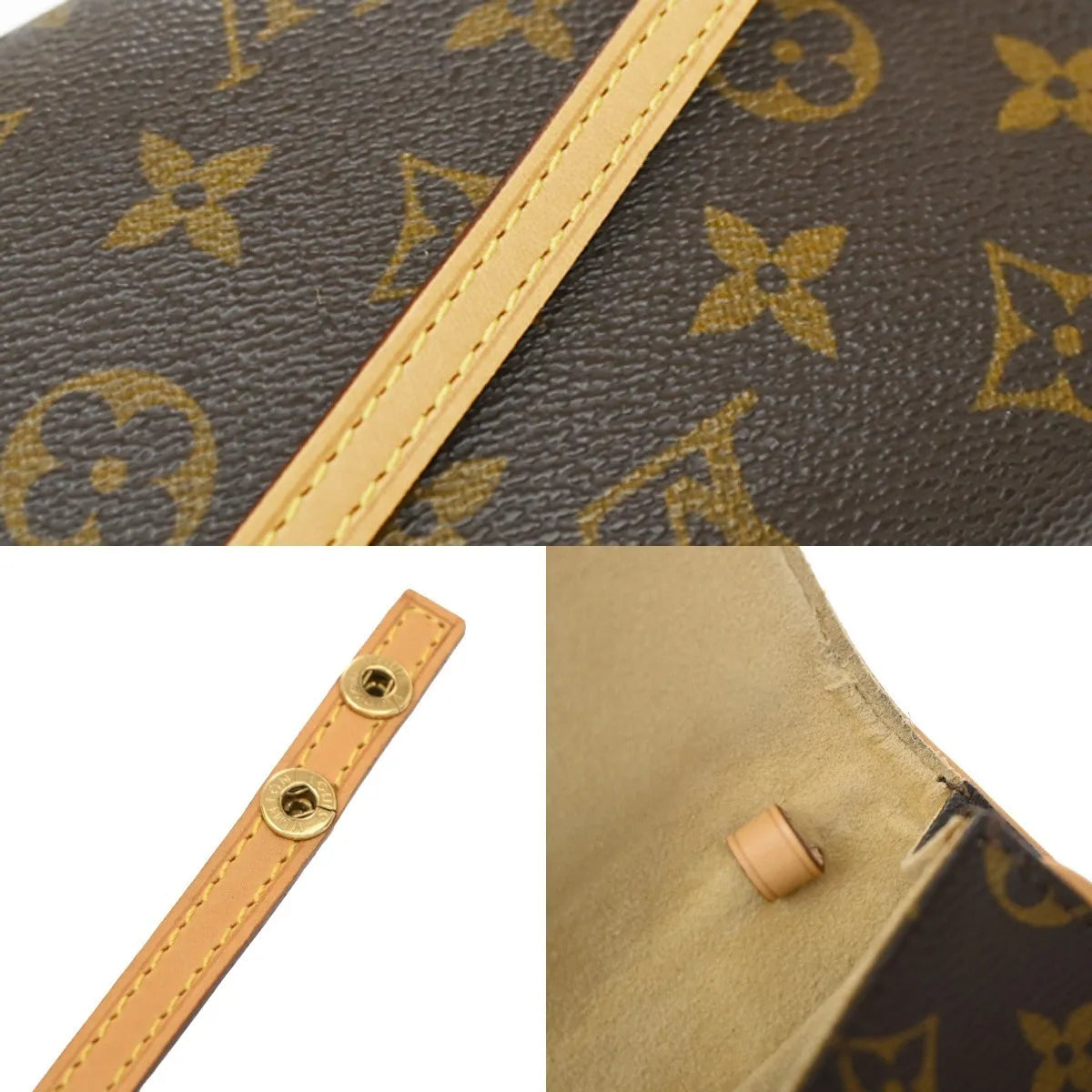 Louis Vuitton Twin Monogram Brown Leather Clutche & Pouche Bag (Pre-Owned)