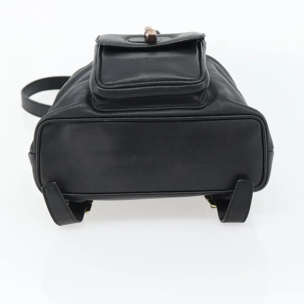 Gucci Vintage Bamboo Leather Black Leather Backpack Bag (Pre-Owned)