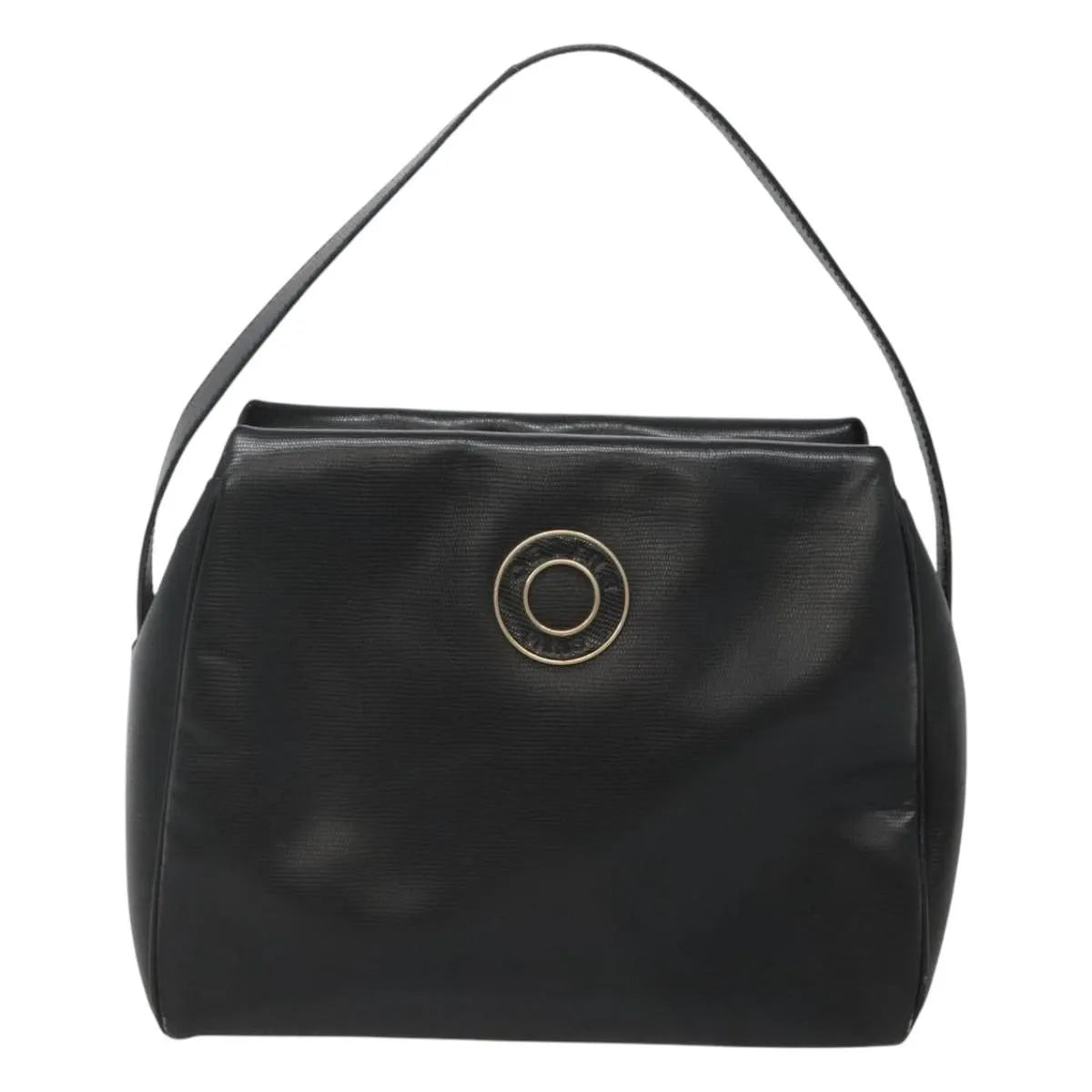 Celine Circle Logo Leather Black Leather Handbag (Pre-Owned)