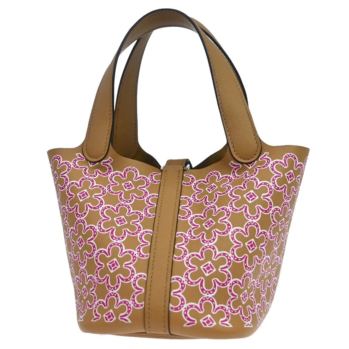 Hermes Picotin Lock Lucky Daisy Printed Swift Brown Leather Handbag (Pre-Owned)