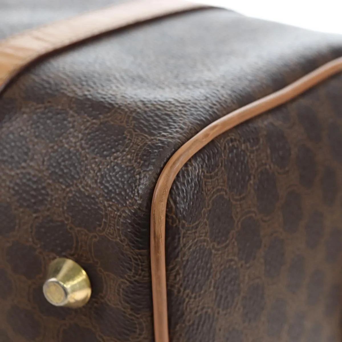 Celine Vintage Macadam Boston Canvas And Leather Brown Pvc Handbag (Pre-Owned)